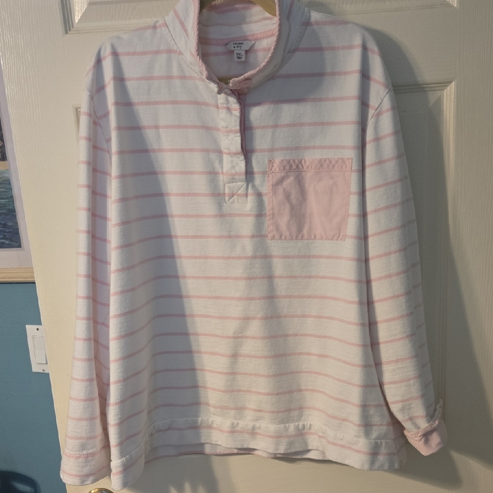 Crown & Ivy Light Pink Striped Pullover